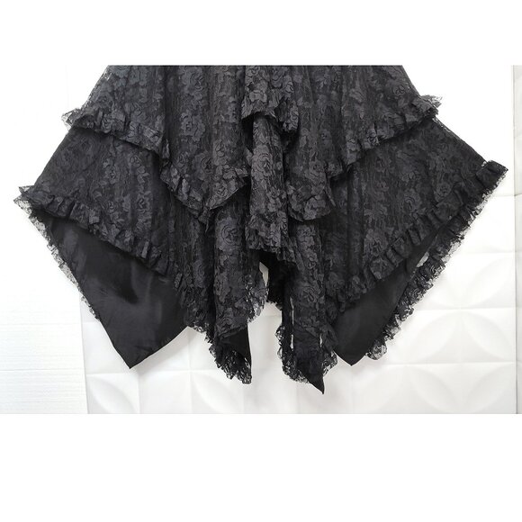 Vintage 80s-90s Black Lace Dress Fredericks Hollywood Handkerchief Goth Prom L - Picture 15 of 17